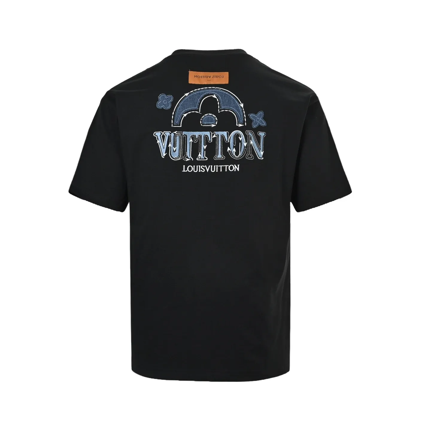 Louis Vuitton/Louis Vuitton 26ss denim patch presbyopic letter embroidered short sleeves